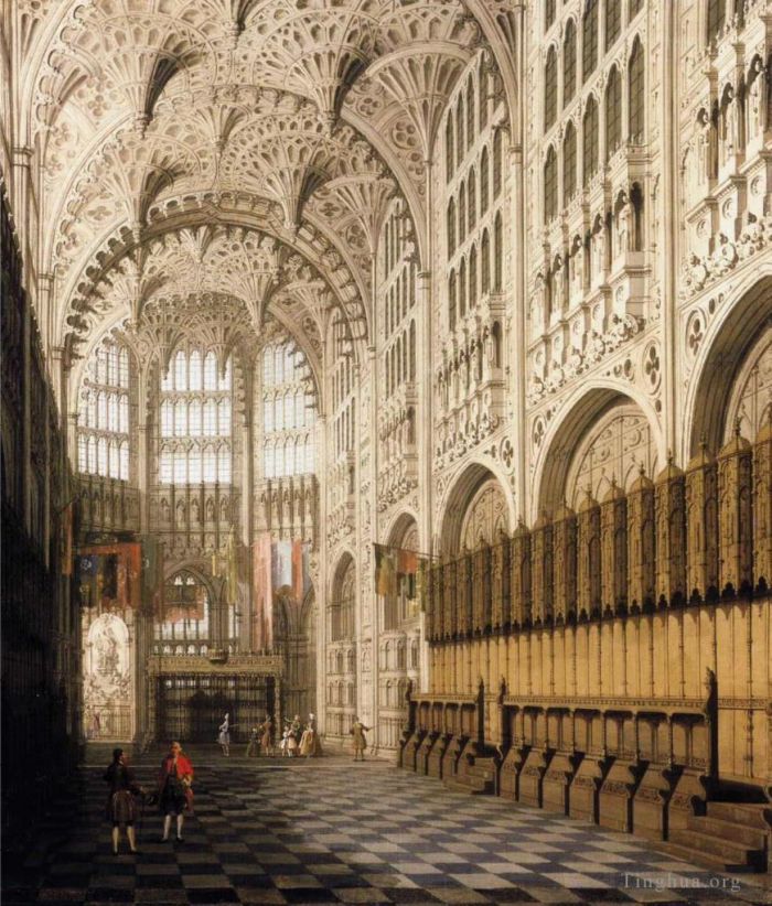 Canaletto Oil Painting - The interior of henry vii chapel in westminster abbey