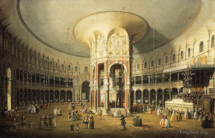 Canaletto Oil Painting - London Interior of the Rotunda at Ranelagh