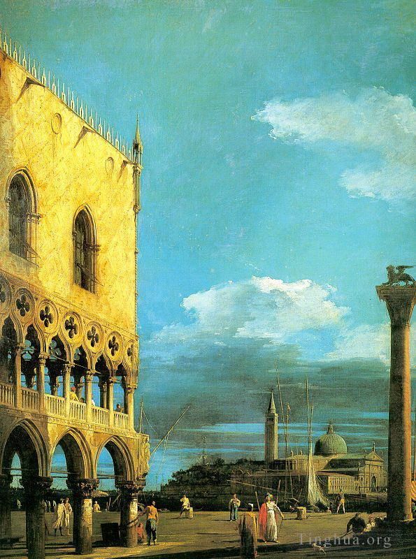 Canaletto Oil Painting - The Piazzetta towards S. Giorgio Maggiore