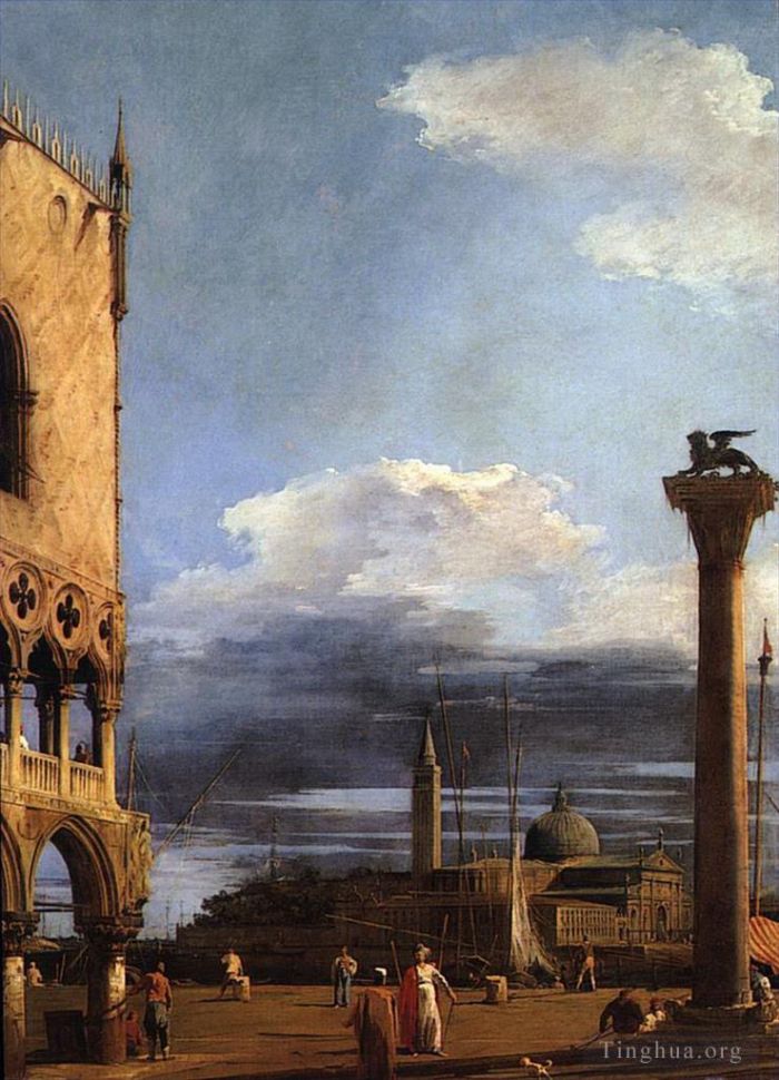 Canaletto Oil Painting - The piazzetta towards san giorgio maggiore