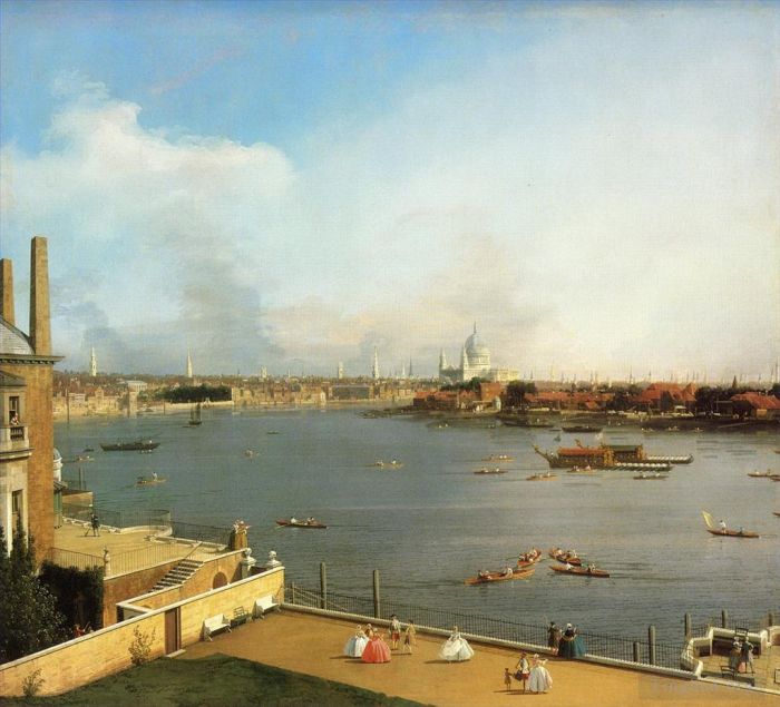 Canaletto Oil Painting - The thames and the city of london from richmond house 1746