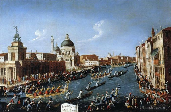 Canaletto Oil Painting - The women s regaton the grand canal