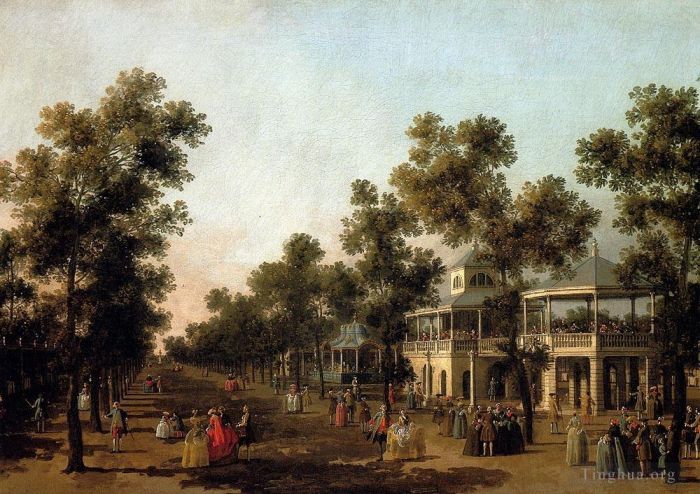 Canaletto Oil Painting - View of the grand walk vauxhall gardens with the orchestra pavilion the organ house the turkish