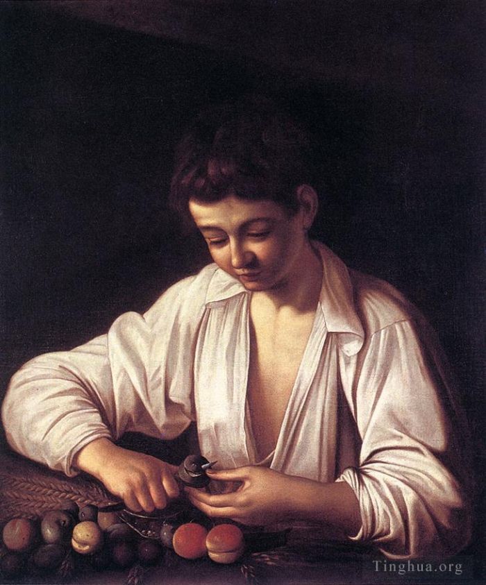 Caravaggio Oil Painting - Boy Peeling a Fruit