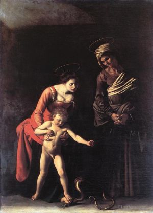 Artist Caravaggio's Work - Madonna and Child with St Anne