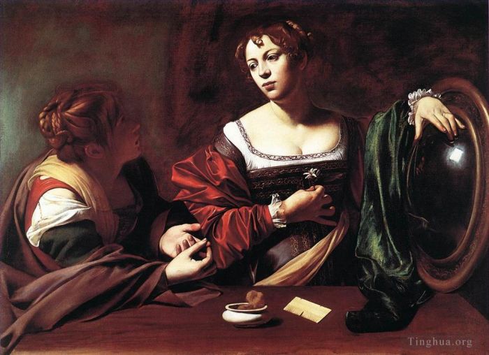 Caravaggio Oil Painting - Martha and Mary Magdalene