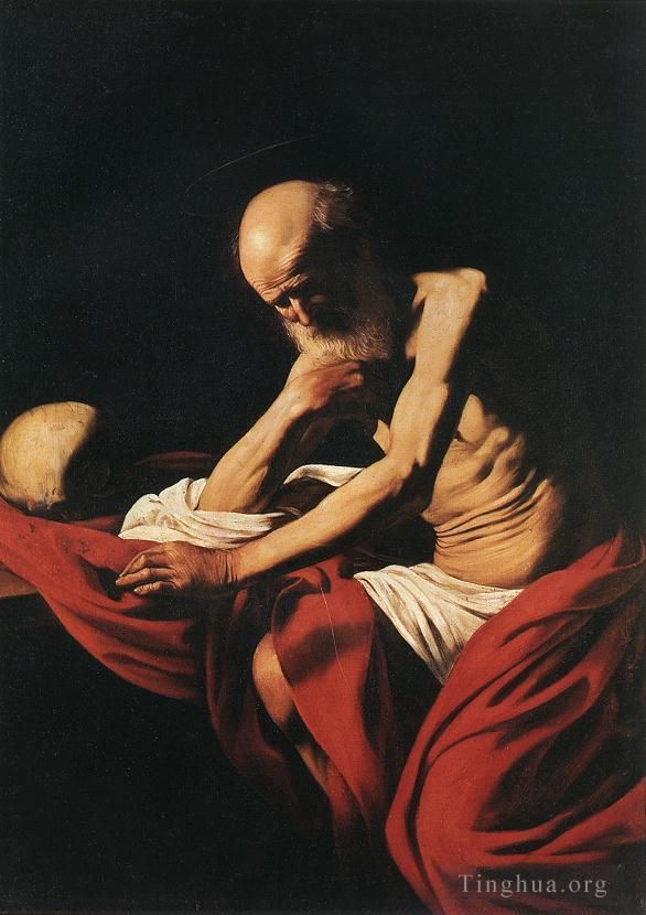 Caravaggio Oil Painting - Saint Jerome in Meditation