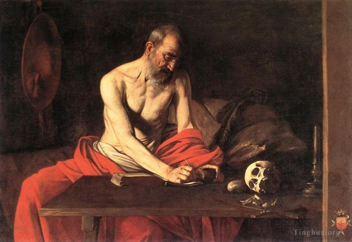 Caravaggio Oil Painting - Saint Jerome Writing