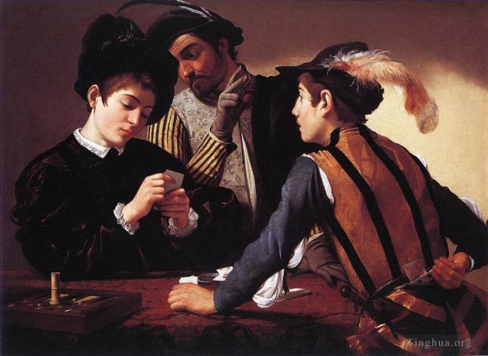 Caravaggio Oil Painting - The Cardsharps