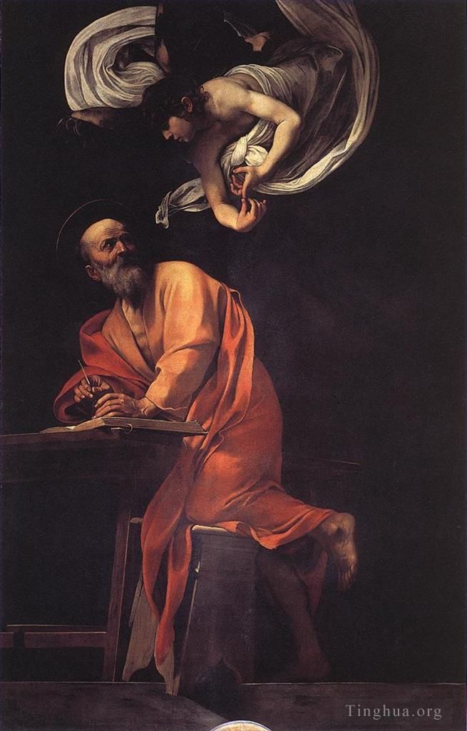Caravaggio Oil Painting - The Inspiration of Saint Matthew