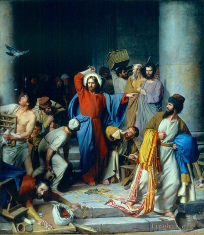 Carl Heinrich Bloch Oil Painting - Casting out the Money Changers