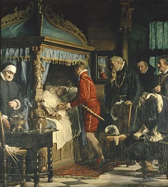 Carl Heinrich Bloch Oil Painting - Chancellor Niels Kaas hand over the keys to Christian IV