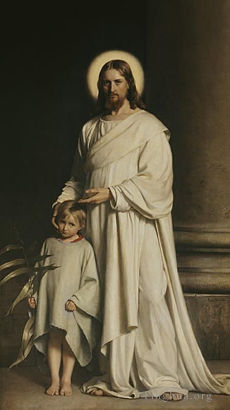 Carl Heinrich Bloch Oil Painting - Christ and Boy