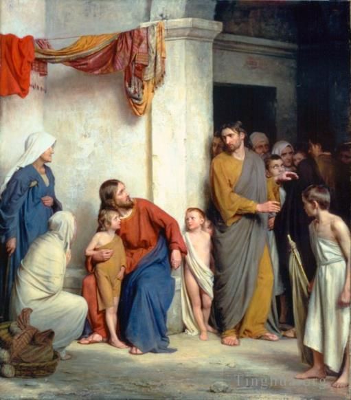 Carl Heinrich Bloch Oil Painting - Christ with Children