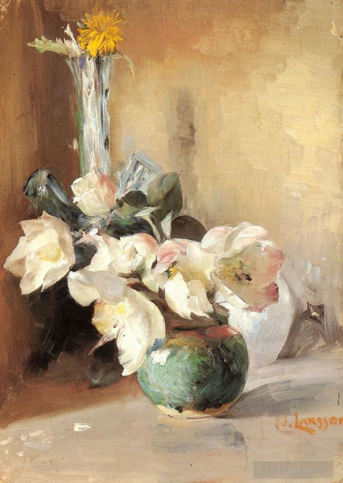 Carl Larsson Various Paintings - Roses De Noel flower