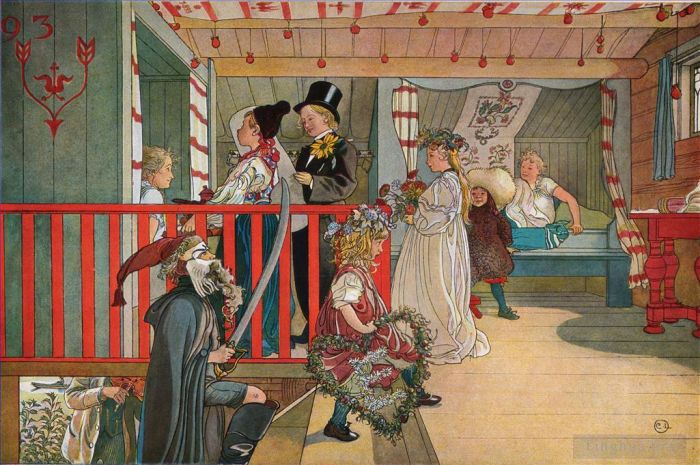 Carl Larsson Various Paintings - A day of celebration