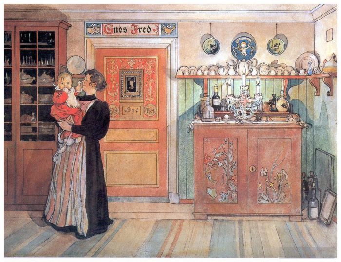 Carl Larsson Various Paintings - Between christmas and new a o 1896