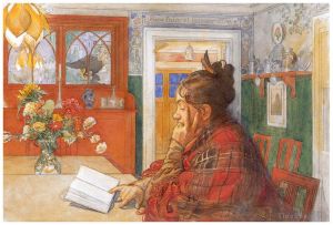 Artist Carl Larsson's Work - Karin reading 1904
