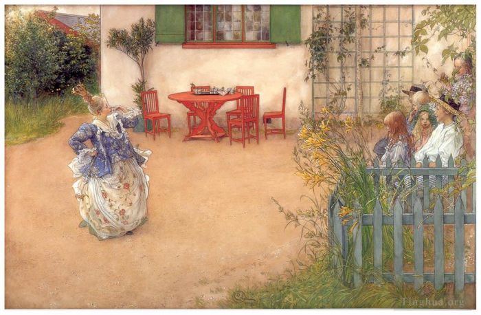 Carl Larsson Various Paintings - Lisbeth in blue bird 1900