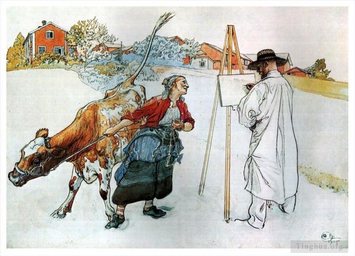Carl Larsson Various Paintings - On the farm 1905