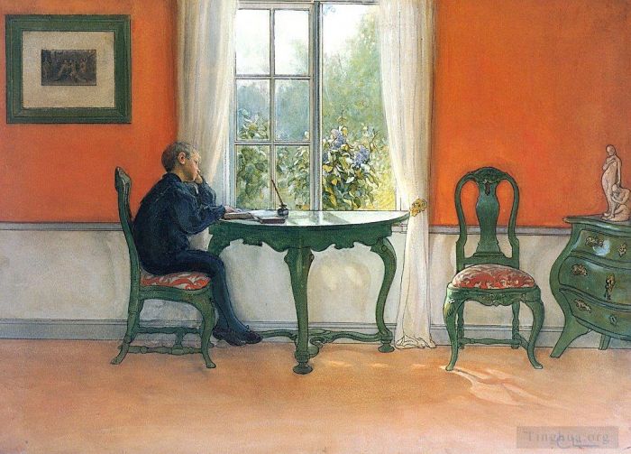 Carl Larsson Various Paintings - Required reading 1900