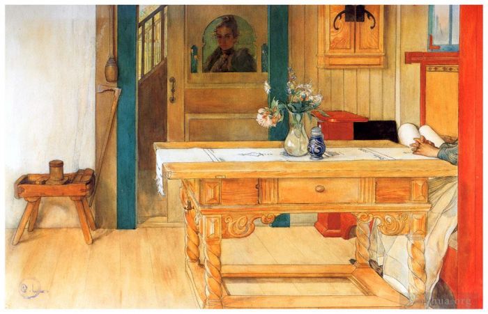 Carl Larsson Various Paintings - Sunday rest 1900