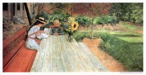Artist Carl Larsson's Work - The first lesson 1903