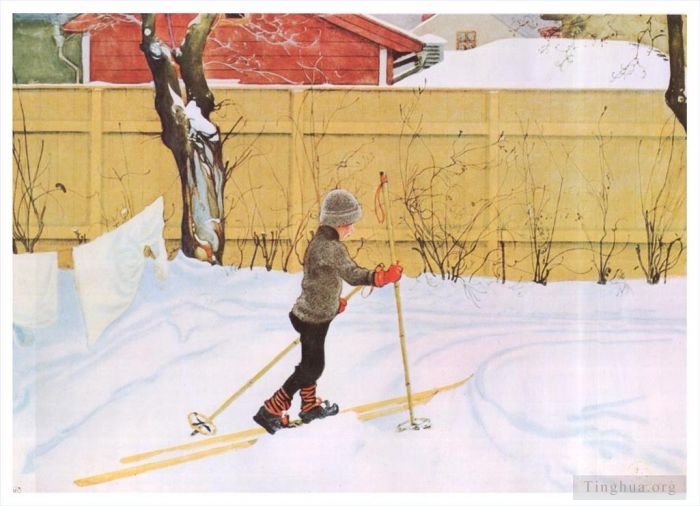 Carl Larsson Various Paintings - The skier