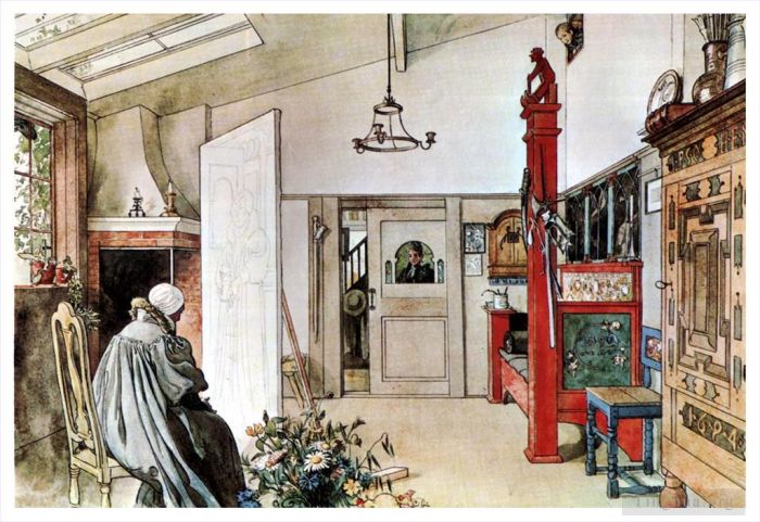 Carl Larsson Various Paintings - The studio