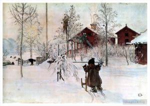 Artist Carl Larsson's Work - The yard and wash house