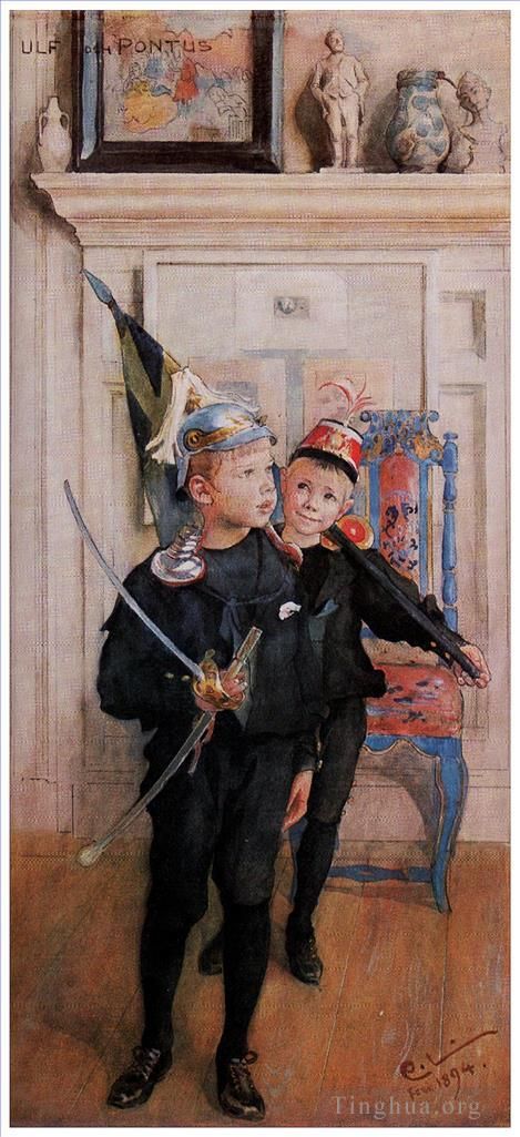 Carl Larsson Various Paintings - Ulf and pontus 1894