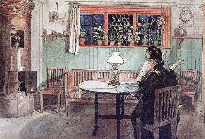 Carl Larsson Various Paintings - When the children have gone to bed