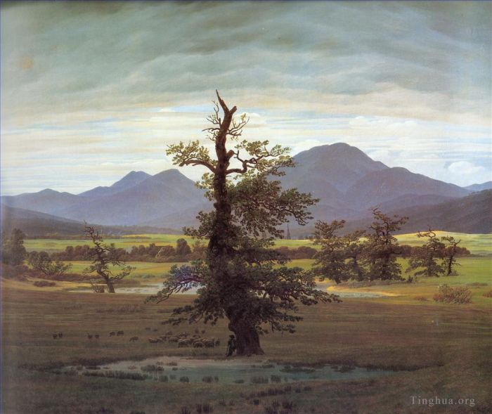 Caspar David Friedrich Oil Painting - Friedrich Landscape with Solitary Tree