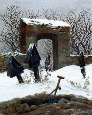Artist Caspar David Friedrich's Work - Graveyard Under Snow