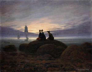 Artist Caspar David Friedrich's Work - Moonrise By The Sea 1822