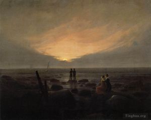 Artist Caspar David Friedrich's Work - Moonrise By The Sea