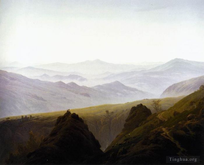 Caspar David Friedrich Oil Painting - Morning In The Mountains