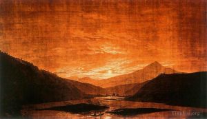 Artist Caspar David Friedrich's Work - Mountainous River Landscape