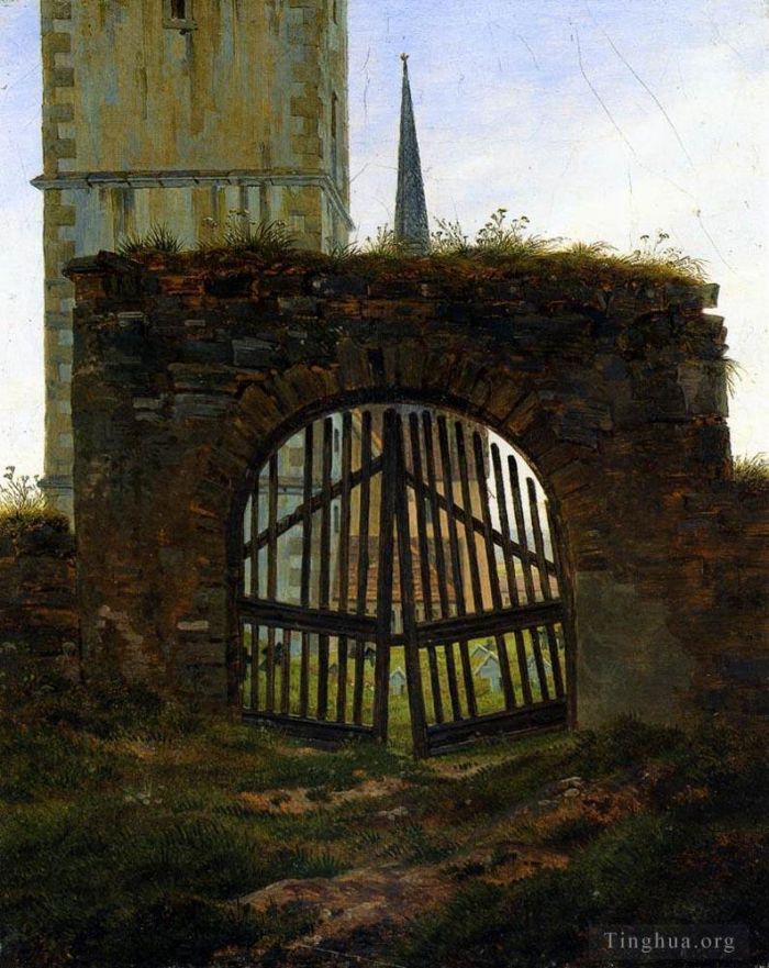 Caspar David Friedrich Oil Painting - The Cemetery Gate