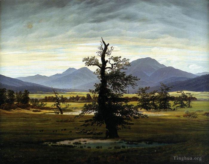 Caspar David Friedrich Oil Painting - Village Landscape In Morning Light