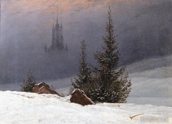 Caspar David Friedrich Oil Painting - Winter Landscape With Church