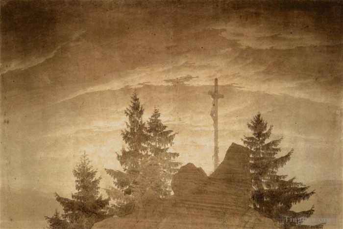 Caspar David Friedrich Various Paintings - Cross In The Mountains
