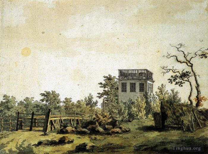 Caspar David Friedrich Various Paintings - Landscape With Pavilion