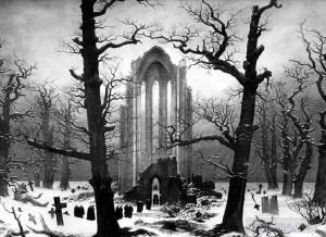 Artist Caspar David Friedrich's Work - Monastery Graveyard in the Snow CDF