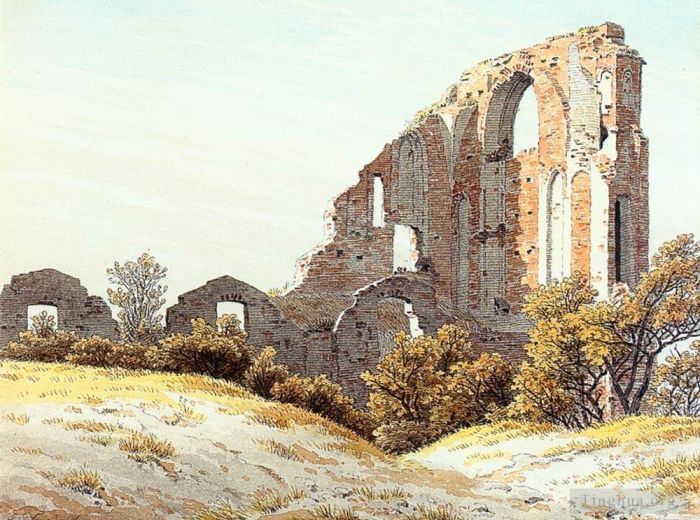 Caspar David Friedrich Various Paintings - The Ruins Of Eldena