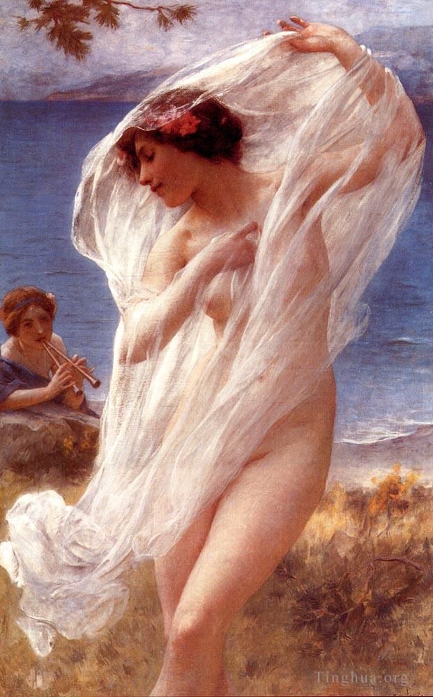 Charles Amable Lenoir Oil Painting - A Dance By The Sea