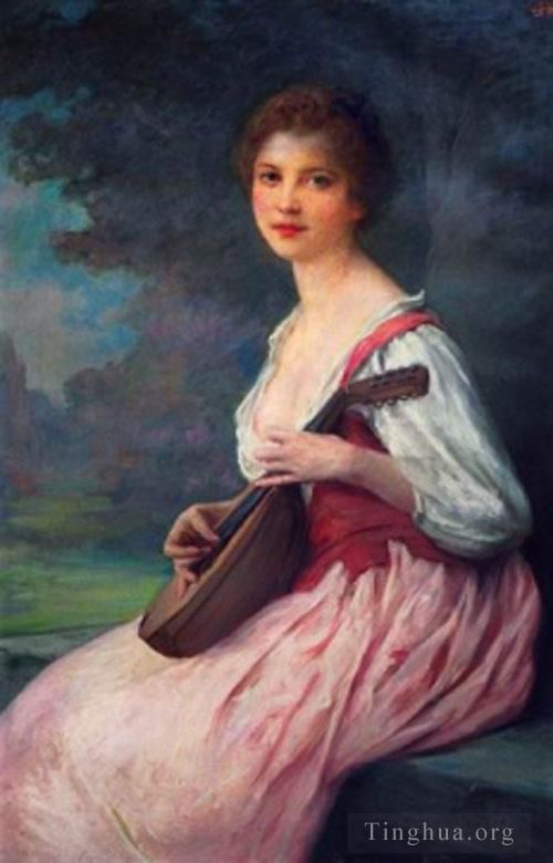 Charles Amable Lenoir Oil Painting - La Mandoline