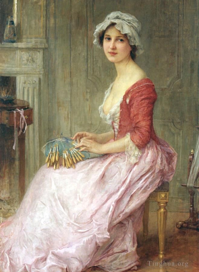 Charles Amable Lenoir Oil Painting - The Seamtress