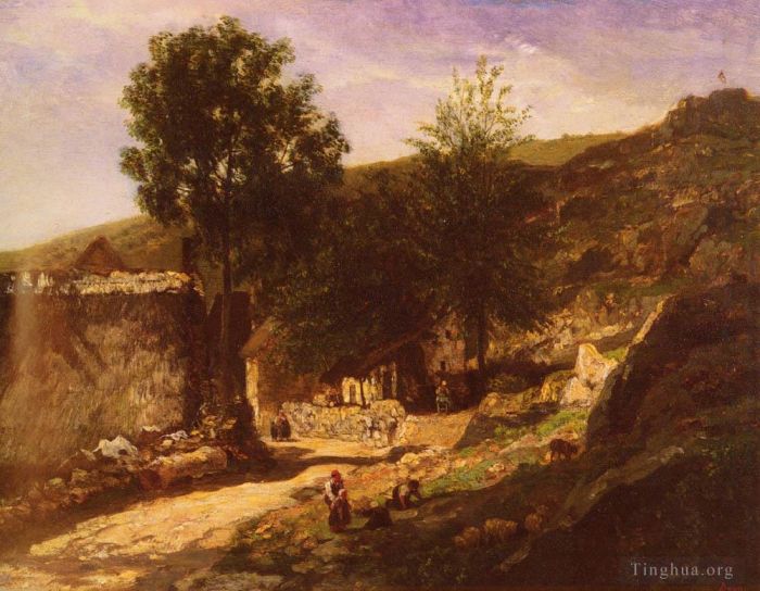 Charles-François Daubigny Oil Painting - Entree De Village