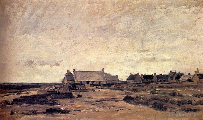 Charles-François Daubigny Oil Painting - Le Village De Kerity En Bretagne